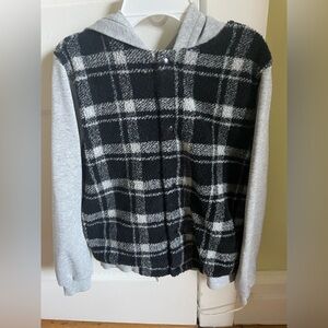 Janie and Jack Boys 10-12 Plaid Sherpa Hoodie Jacket